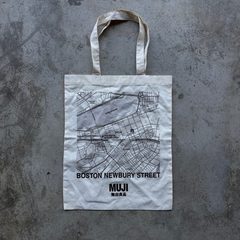 RARE limited edition MUJI Boston Newbury Street Map Canvas Tote Bag